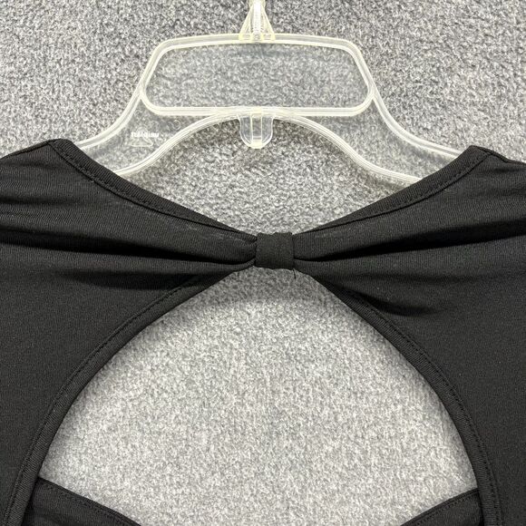 Commense Top Womens Medium Black Cutout cap Sleeve stretch semi sheer - Picture 13 of 16